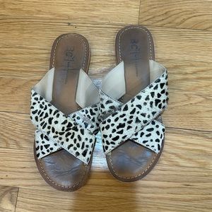 BC leopard hair calf crossover sandal - size 8.5